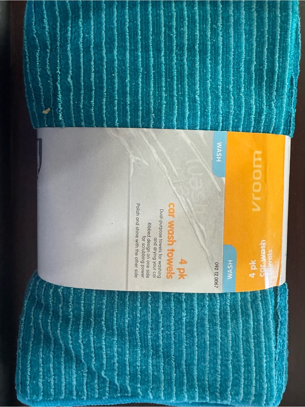 Vroom Dual-Texture Car Wash Towels - Teal (4 Pack)